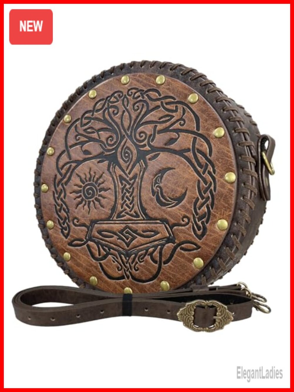 Viking Embossed Faux Leather Crossbody Belt Bag Satchel Nordic Cosplay